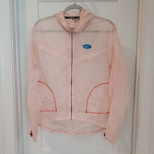 Nike Women's Sheer Pink Hooded Running Jacket Small
